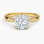 Thea Tapered Solitaire Diamond Ring Yellow Gold 18k Cushion Engagement Ring