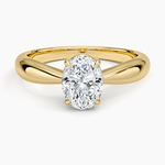 Thea Tapered Solitaire Diamond Ring Yellow Gold 18k Oval Engagement Ring