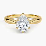 Thea Tapered Solitaire Diamond Ring Yellow Gold 18k Pear Engagement Ring