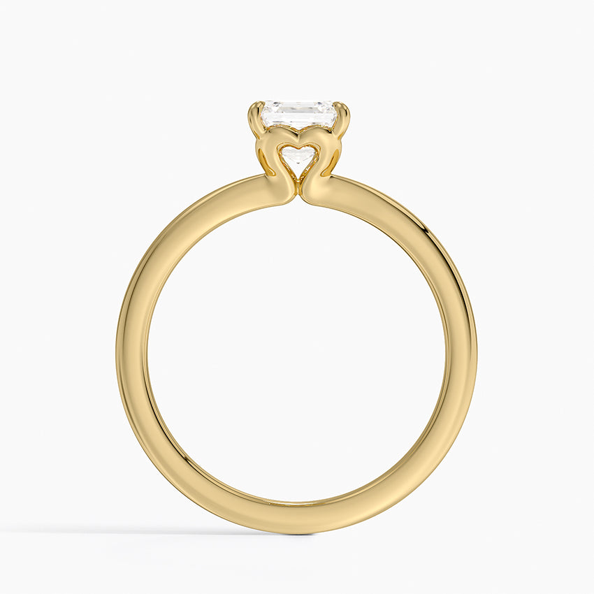 Hidden Heart Solitaire Ring Yellow Gold 18k Asscher Engagement Ring