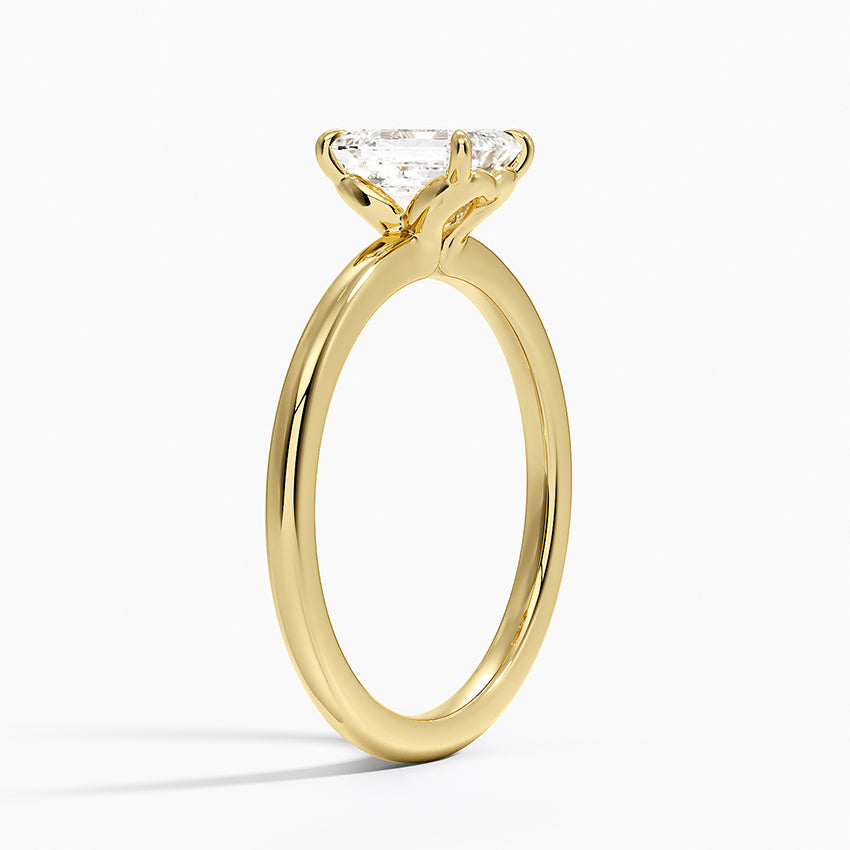 Hidden Heart Solitaire Ring Yellow Gold 18k Emerald Engagement Ring