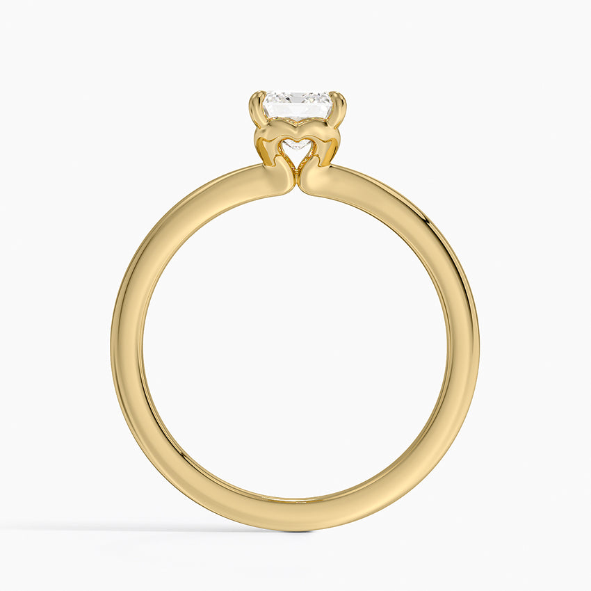 Hidden Heart Solitaire Ring Yellow Gold 18k Emerald Engagement Ring