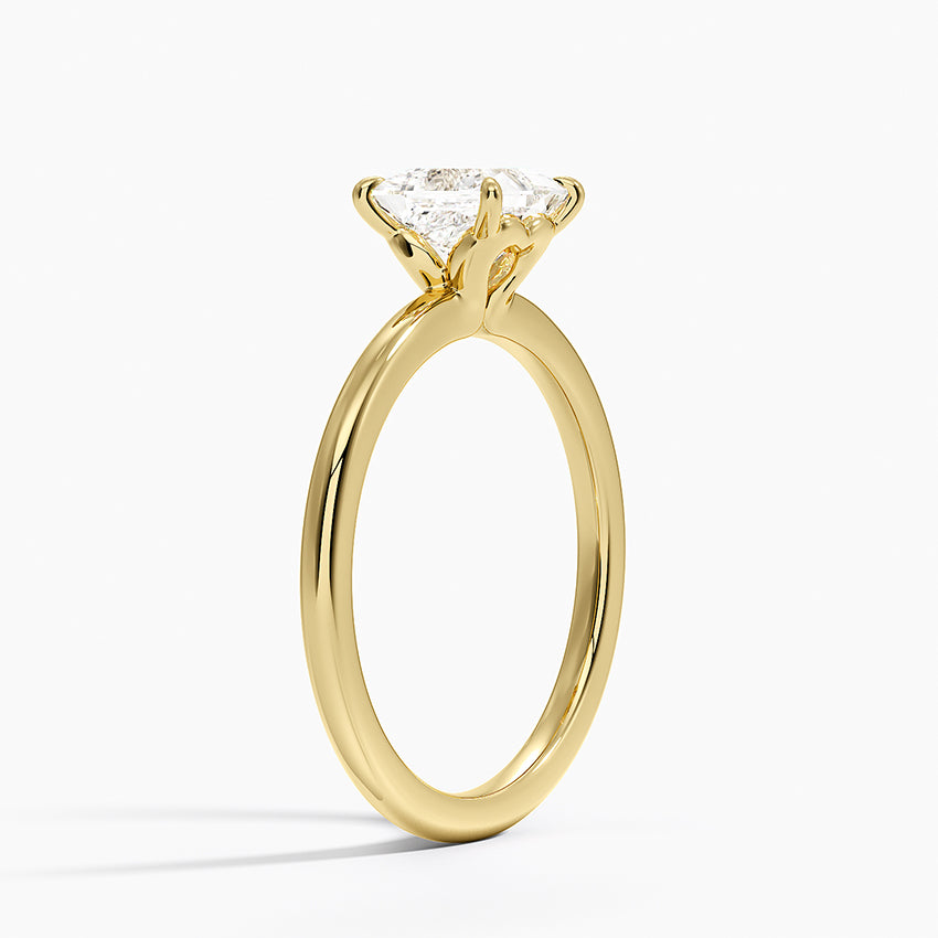 Hidden Heart Solitaire Ring Yellow Gold 18k Princess Engagement Ring