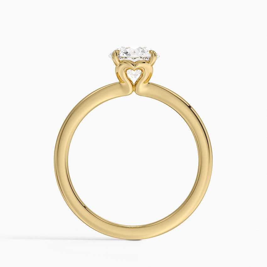 Hidden Heart Solitaire Ring Yellow Gold 18k Round Engagement Ring