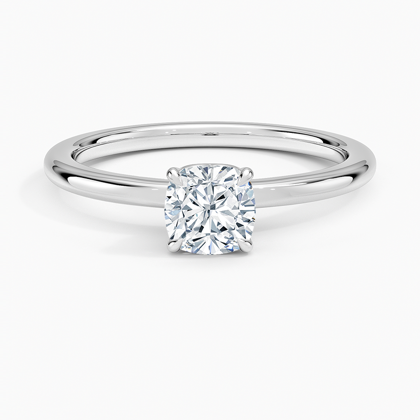 Hidden Heart Solitaire Ring Platinum Cushion Engagement Ring