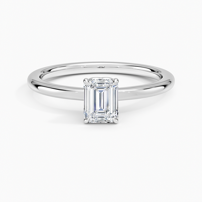 Hidden Heart Solitaire Ring Platinum Emerald Engagement Ring