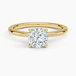 Hidden Heart Solitaire Ring Yellow Gold 18k Cushion Engagement Ring