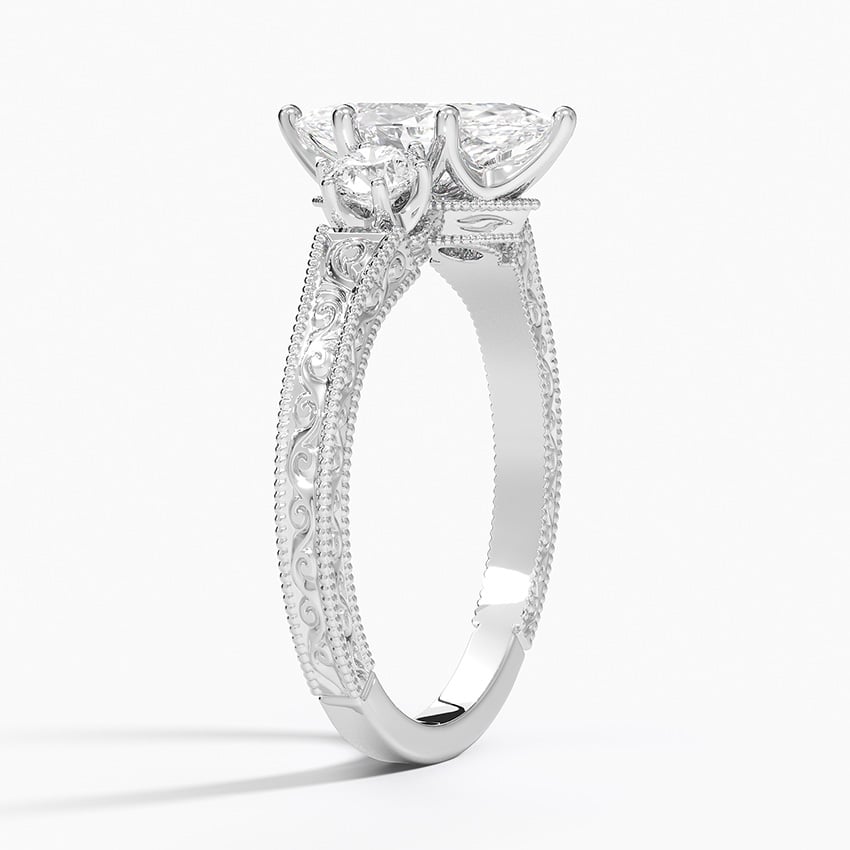 Hudson Engraved Three Stone Diamond Ring (1/3 ct. tw.) Platinum Marquise Engagement Ring