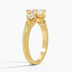 Hudson Engraved Three Stone Diamond Ring (1/3 ct. tw.) Yellow Gold 18k Oval Engagement Ring