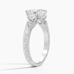 Hudson Engraved Three Stone Diamond Ring (1/3 ct. tw.) Platinum Princess Engagement Ring