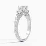Hudson Engraved Three Stone Diamond Ring (1/3 ct. tw.) Platinum Round Engagement Ring