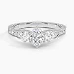 Hudson Engraved Three Stone Diamond Ring (1/3 ct. tw.) Platinum Oval Engagement Ring