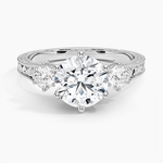 Hudson Engraved Three Stone Diamond Ring (1/3 ct. tw.) Platinum Round Engagement Ring