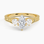 Hudson Engraved Three Stone Diamond Ring (1/3 ct. tw.) Yellow Gold 18k Marquise Engagement Ring