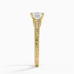 Hudson Engraved Diamond Ring Yellow Gold 18k Asscher Engagement Ring