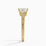 Hudson Engraved Diamond Ring Yellow Gold 18k Emerald Engagement Ring