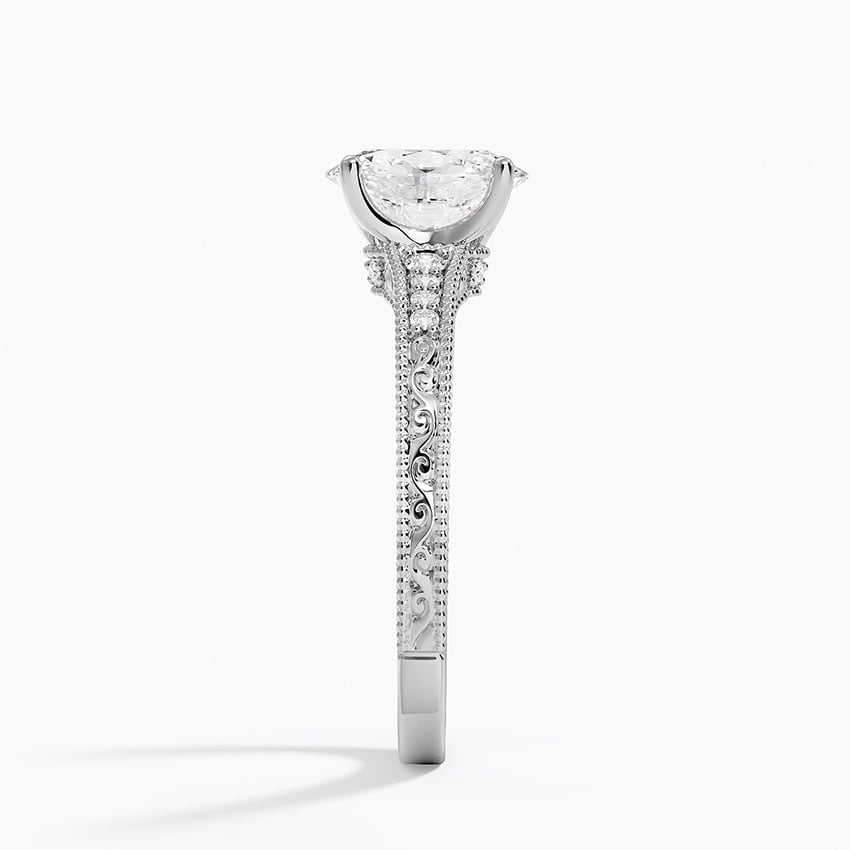 Hudson Engraved Diamond Ring Platinum Oval Engagement Ring