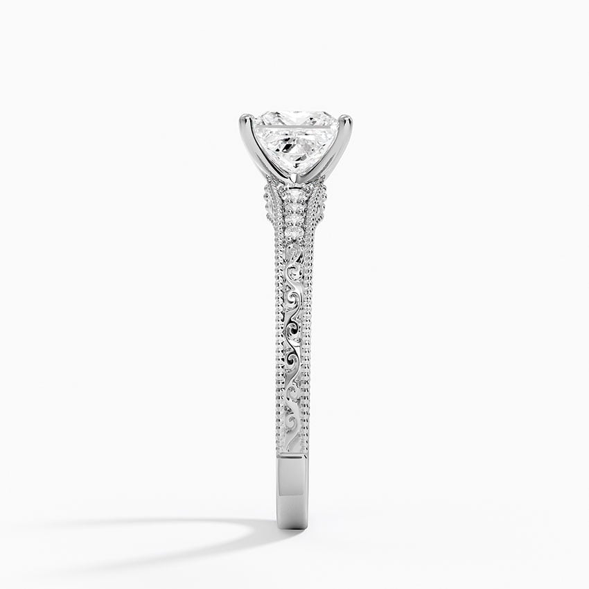 Hudson Engraved Diamond Ring Platinum Princess Engagement Ring