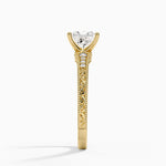 Hudson Engraved Diamond Ring Yellow Gold 18k Princess Engagement Ring