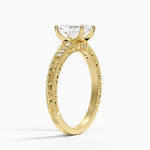 Hudson Engraved Diamond Ring Yellow Gold 18k Radiant Engagement Ring