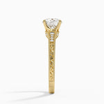 Hudson Engraved Diamond Ring Yellow Gold 18k Round Engagement Ring
