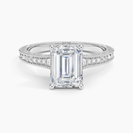 Hudson Engraved Diamond Ring Platinum Emerald Engagement Ring