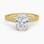 Hudson Engraved Diamond Ring Yellow Gold 18k Oval Engagement Ring