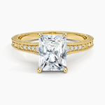 Hudson Engraved Diamond Ring Yellow Gold 18k Radiant Engagement Ring