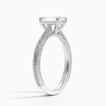 Elsie Engraved Ring Platinum Emerald Engagement Ring