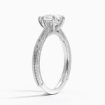 Elsie Engraved Ring Platinum Pear Engagement Ring