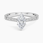 Elsie Engraved Ring Platinum Marquise Engagement Ring