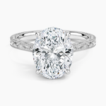 Elsie Engraved Ring Platinum Oval Engagement Ring