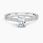 Elsie Engraved Ring Platinum Radiant Engagement Ring