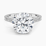 Elsie Engraved Ring Platinum Round Engagement Ring