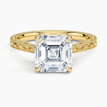 Elsie Engraved Ring Yellow Gold 18k Asscher Engagement Ring