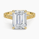 Elsie Engraved Ring Yellow Gold 18k Emerald Engagement Ring