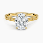 Elsie Engraved Ring Yellow Gold 18k Oval Engagement Ring