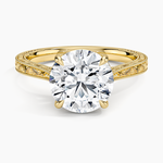 Elsie Engraved Ring Yellow Gold 18k Round Engagement Ring