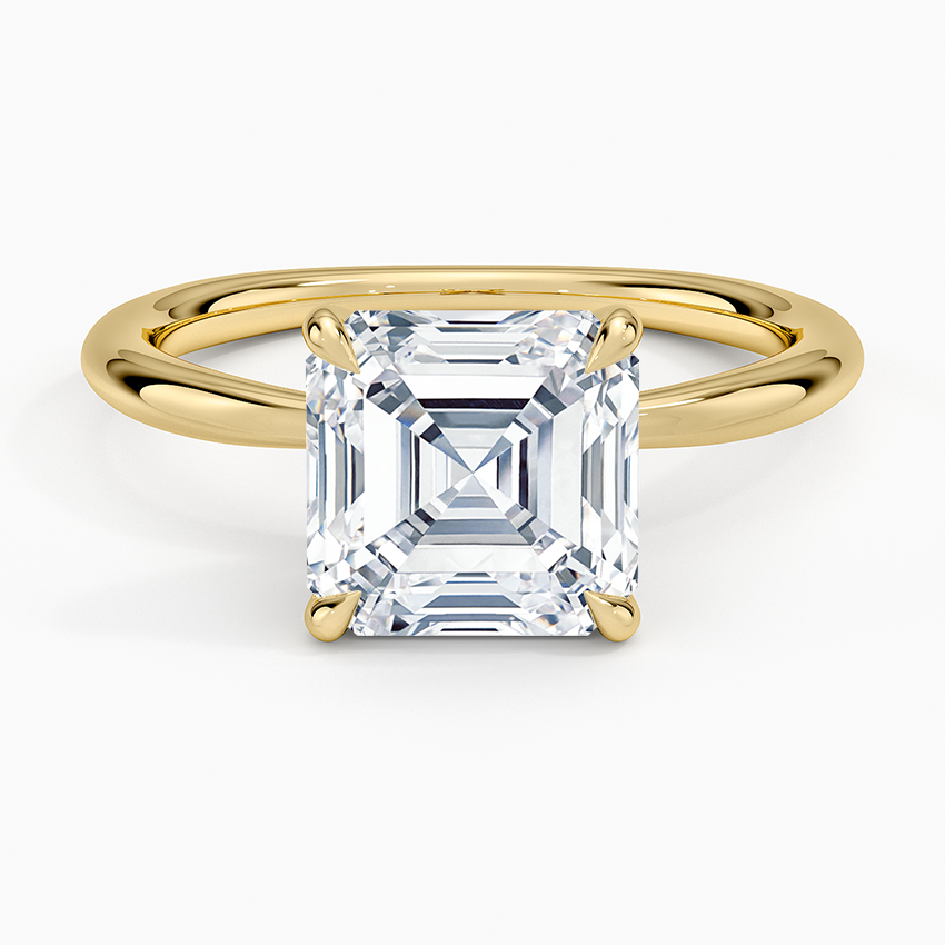 Freesia 2mm Solitaire Ring Yellow Gold 18k Asscher Engagement Ring