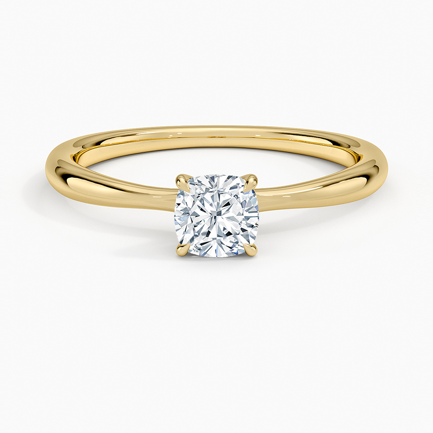 Freesia 2mm Solitaire Ring Yellow Gold 18k Cushion Engagement Ring