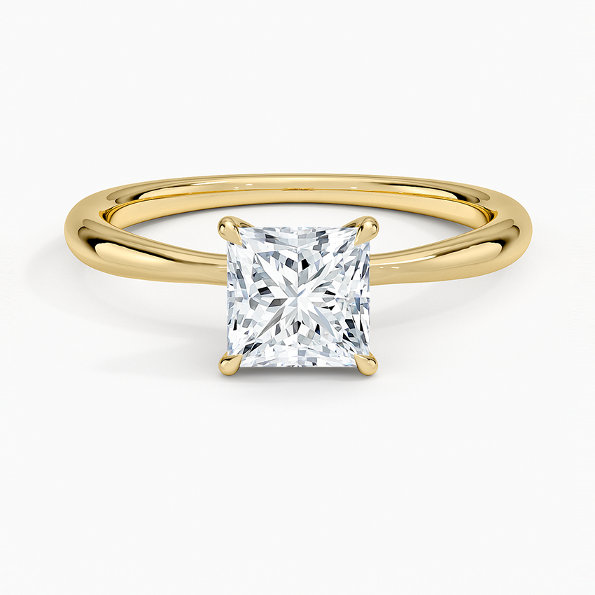 Freesia 2mm Solitaire Ring Yellow Gold 18k Princess Engagement Ring