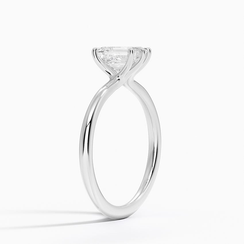 Freesia Six-Prong Solitaire Ring Platinum Emerald Engagement Ring