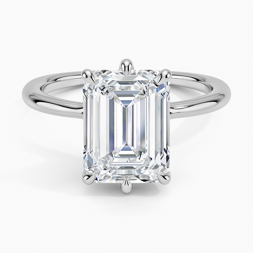 Freesia Six-Prong Solitaire Ring Platinum Emerald Engagement Ring