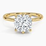 Freesia Six-Prong Solitaire Ring Yellow Gold 18k Cushion Engagement Ring
