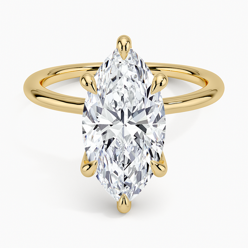 Freesia Six-Prong Solitaire Ring Yellow Gold 18k Marquise Engagement Ring