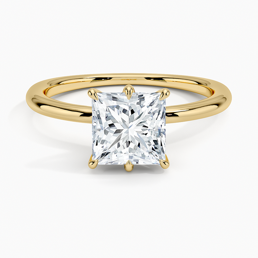 Freesia Six-Prong Solitaire Ring Yellow Gold 18k Princess Engagement Ring