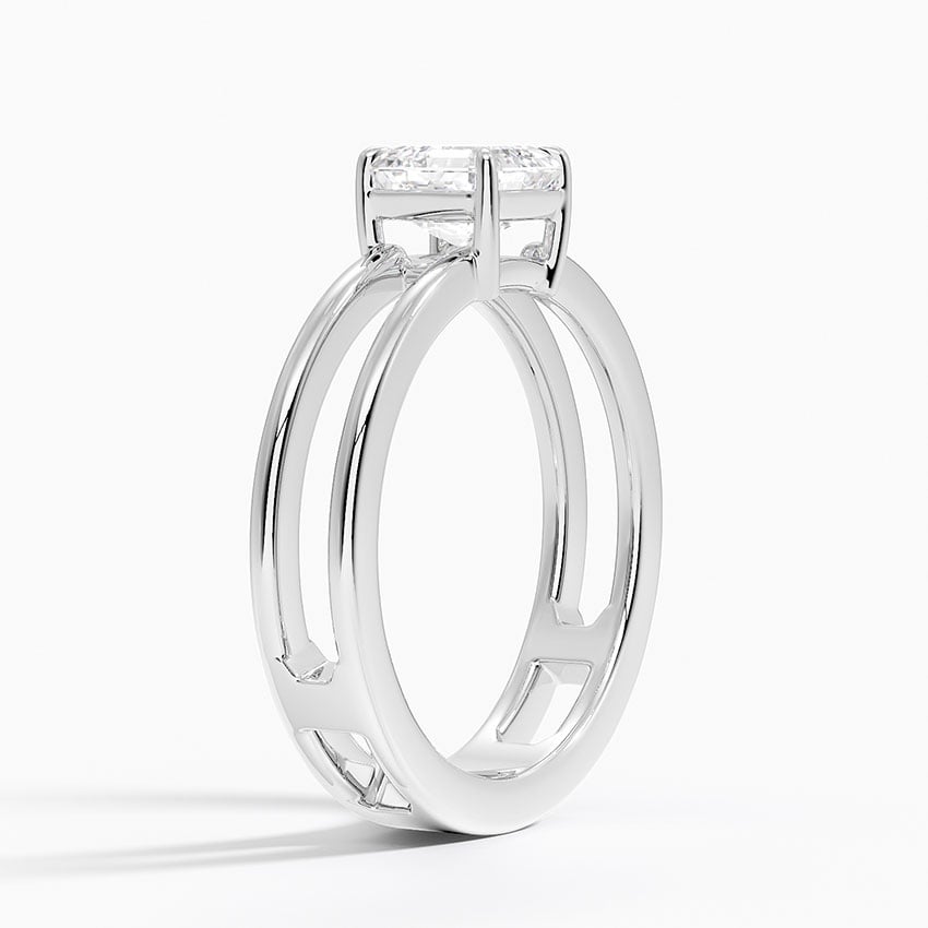 Aimee Open Double Band Solitaire Ring Platinum Asscher Engagement Ring