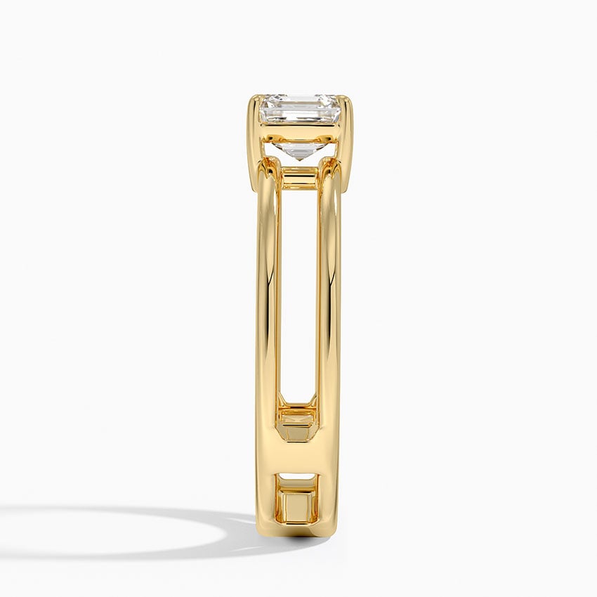 Aimee Open Double Band Solitaire Ring Yellow Gold 18k Asscher Engagement Ring