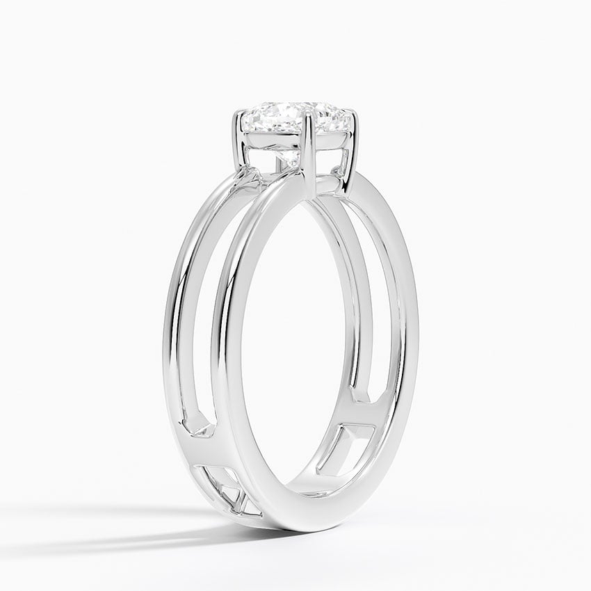 Aimee Open Double Band Solitaire Ring Platinum Cushion Engagement Ring