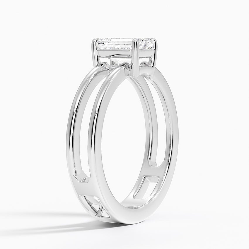 Aimee Open Double Band Solitaire Ring Platinum Emerald Engagement Ring